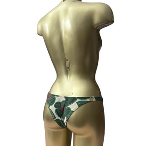 Khaki floral low rise brasilian bikini bottom (XS)