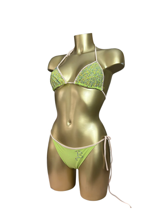 Green strass low waisted bikini set (S)