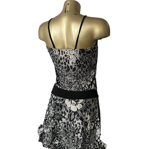 Black floral necklace tube mini dress (S/M)