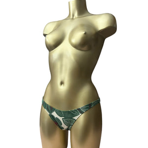 Khaki floral low rise brasilian bikini bottom (XS)