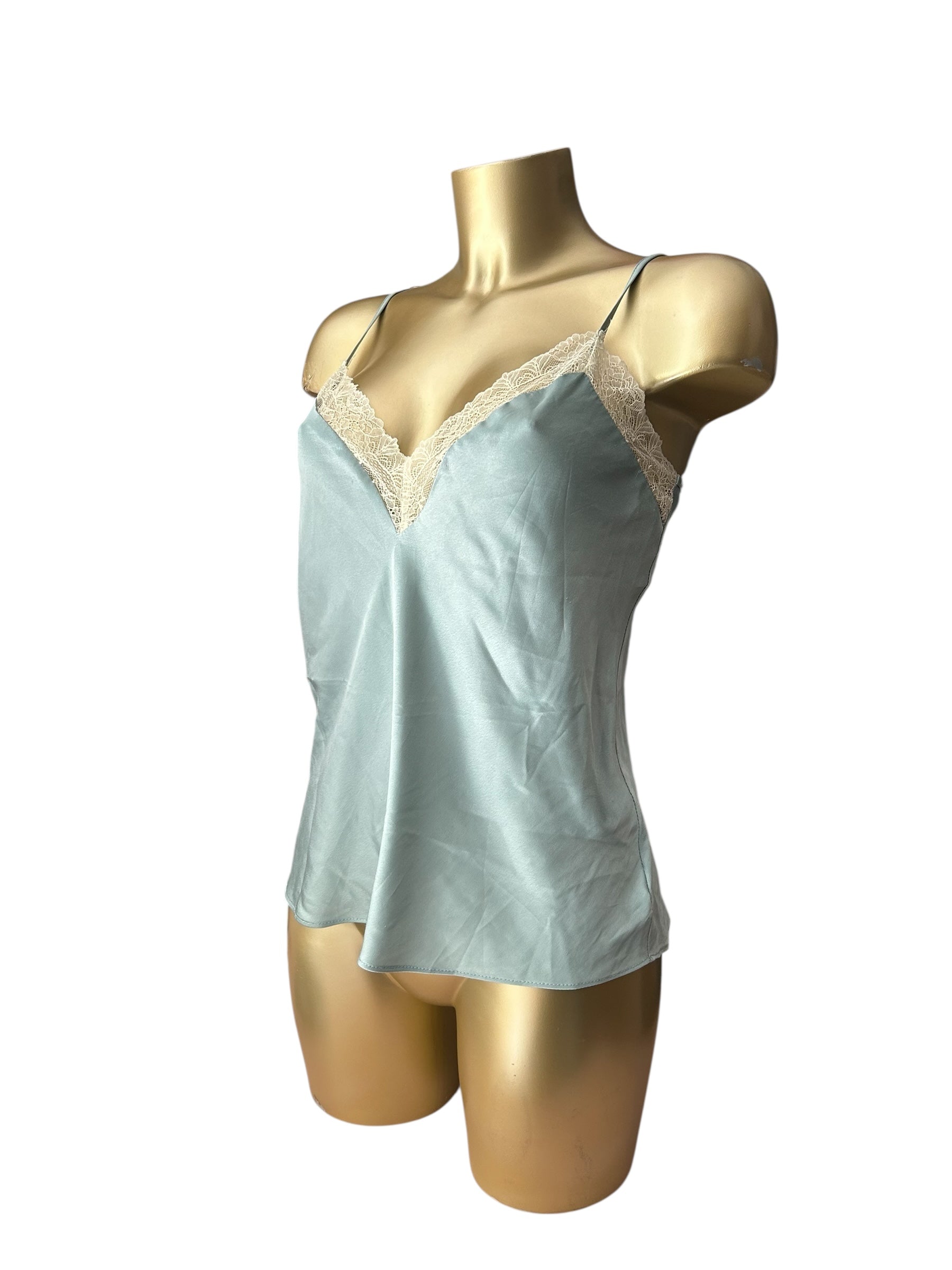 Blue satin cami top (L)