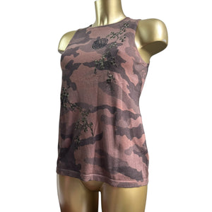 Brown camo lace up cotton tank top (M/L)
