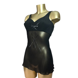 Black mesh lined asymmetric top (M)