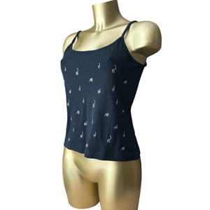 Navy blue embroidered cami top (M)