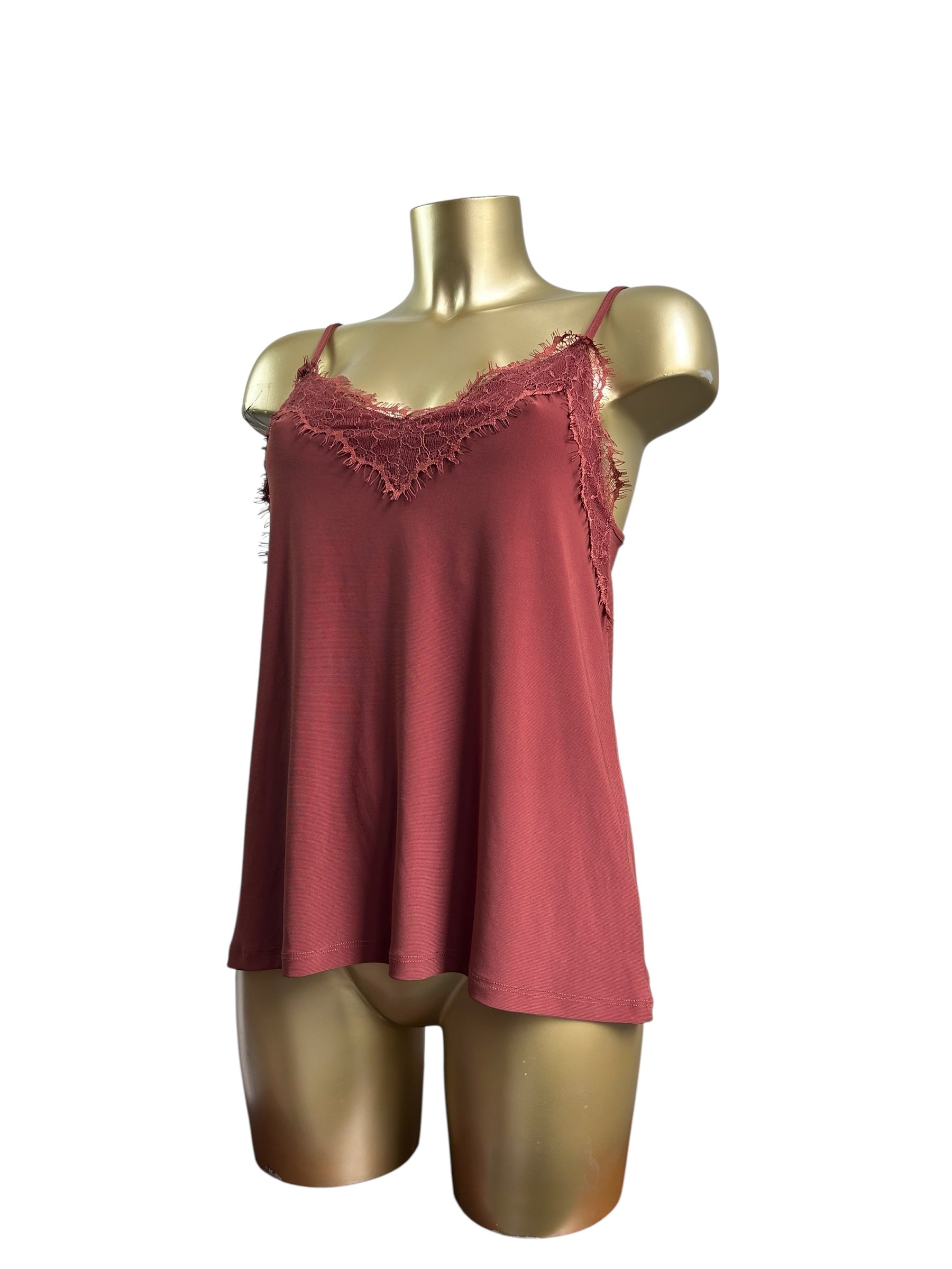 Rust lace mesh cami top (M)