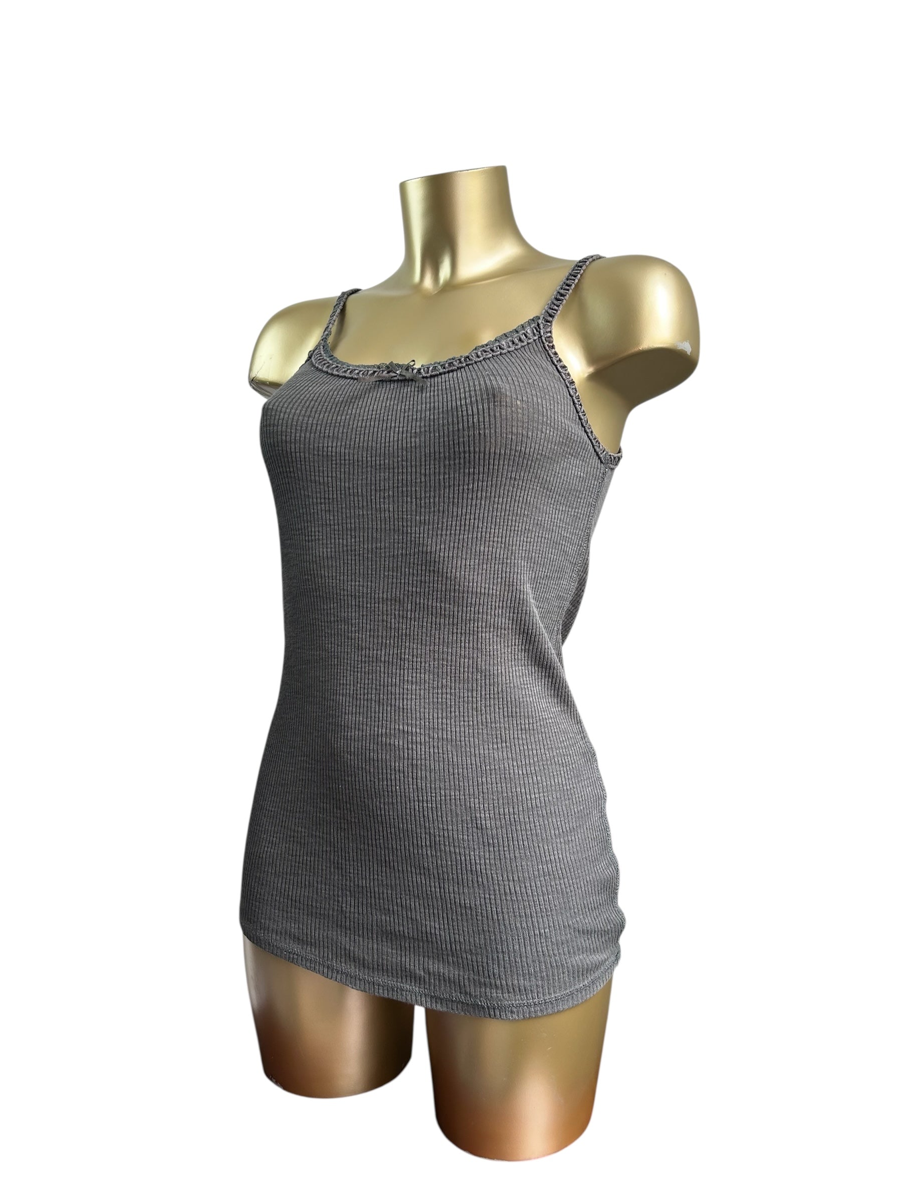 Khaki ribbed stretchy cami top (M)