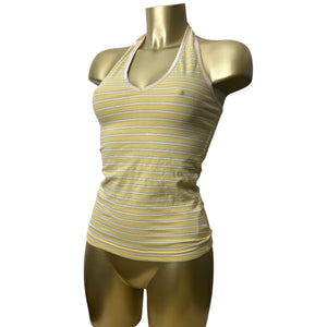 Yellow striped summer halter top (S/M)