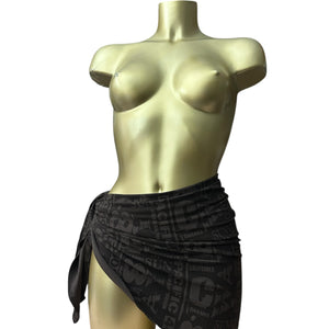 Brown graphic print pareo beachwear mini skirt (One size)