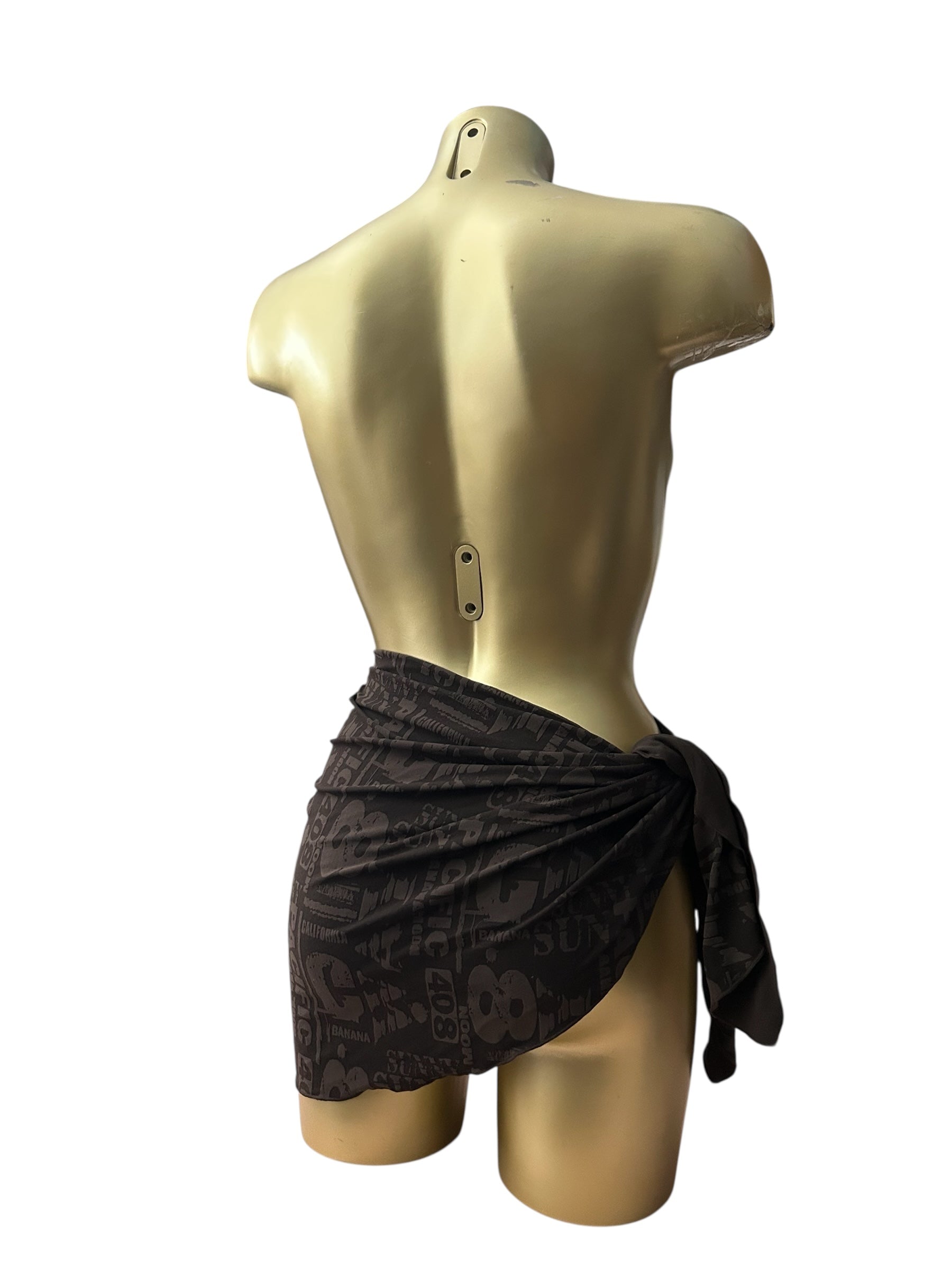 Brown graphic print pareo beachwear mini skirt (One size)