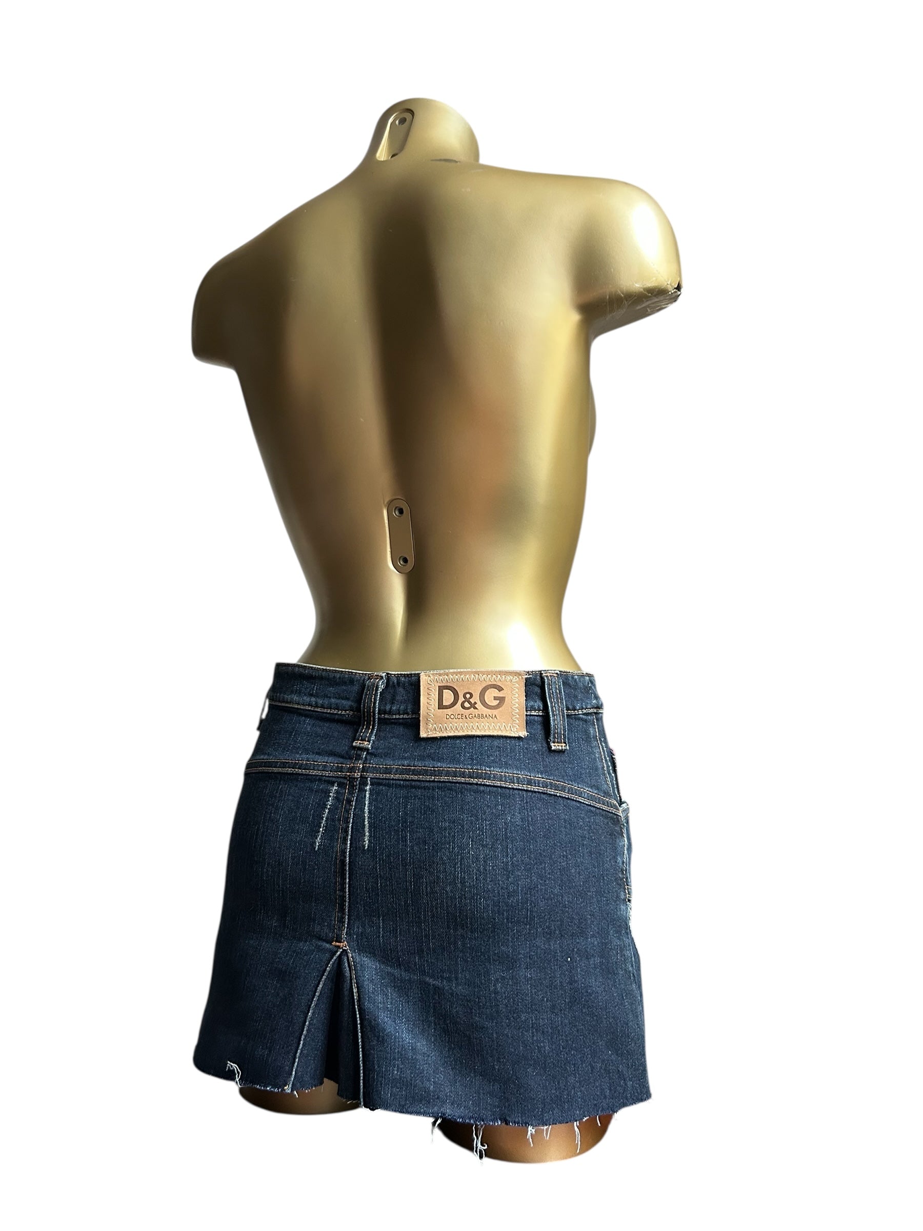 Navy denim 100% cotton low rise mini skirt (S)