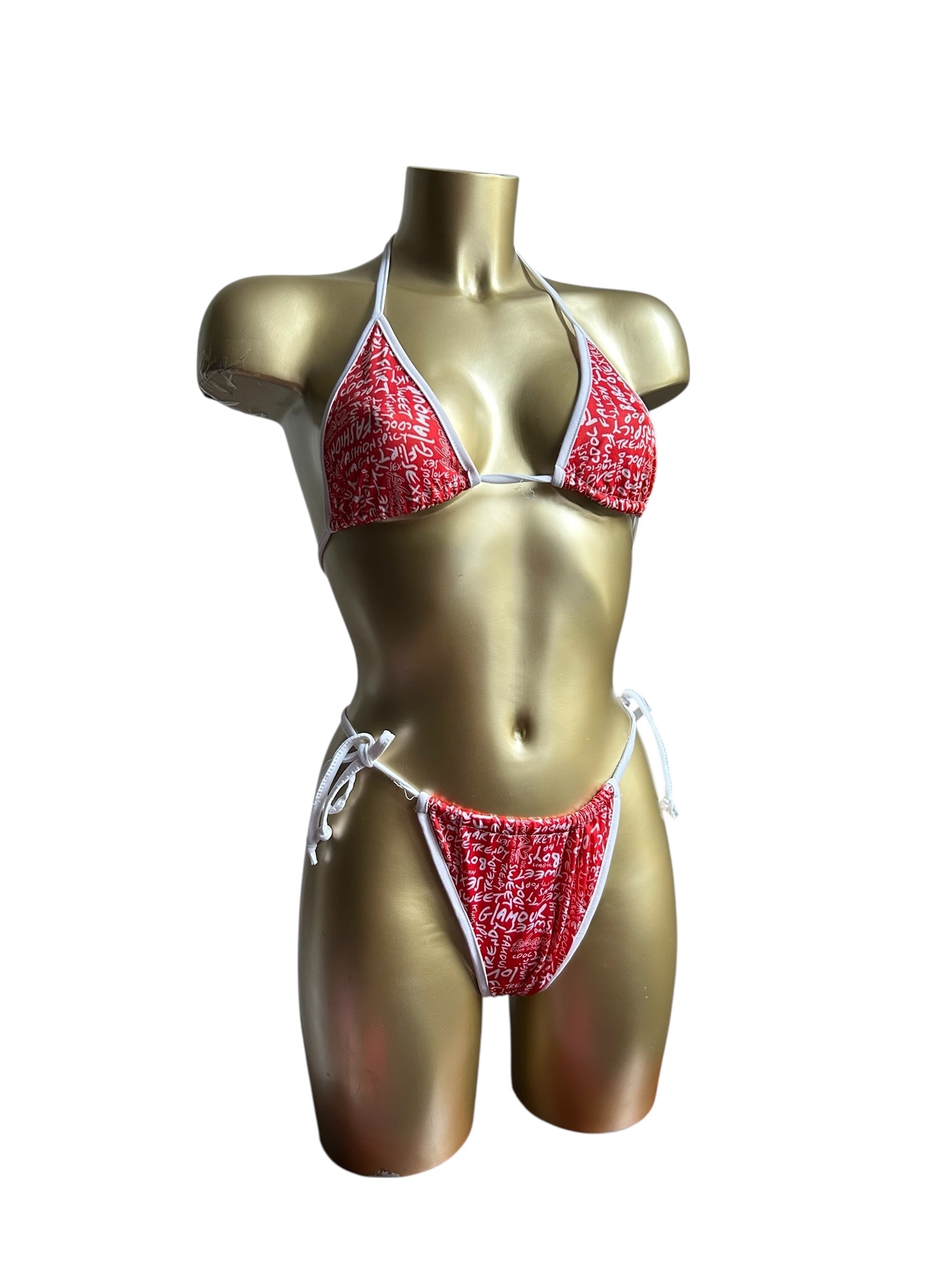 Red graphic bikini set (S/M)