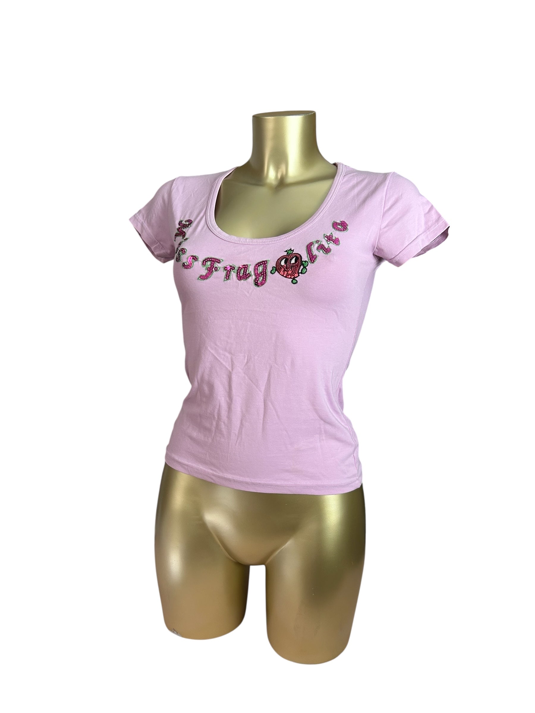 Pink sequins logo tee (S)