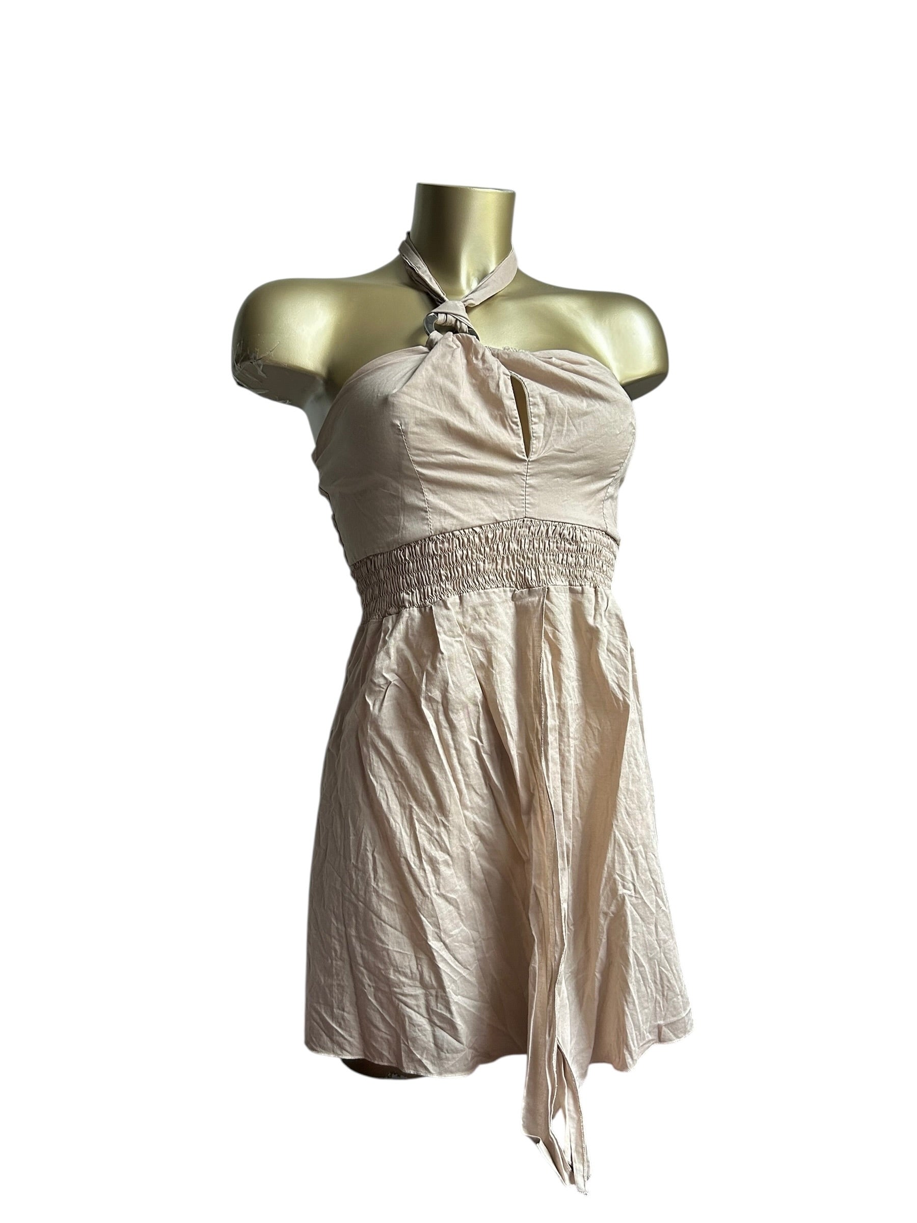 Khaki 100% cotton halter top (S/M)