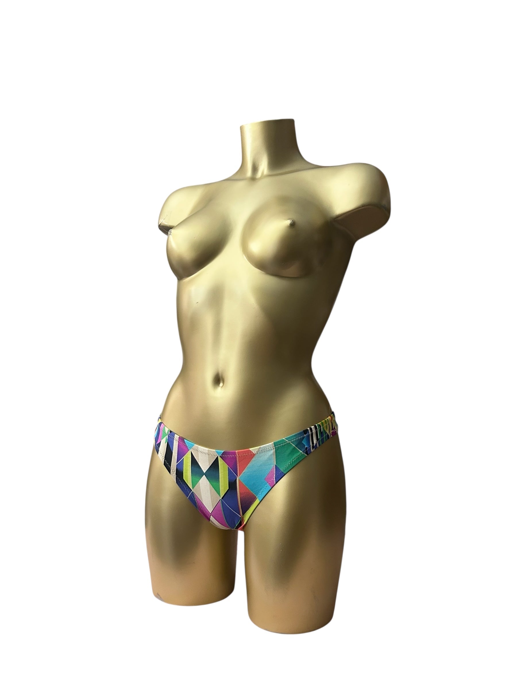 Multicolor graphic print bikini brazilian thong bottom (S)