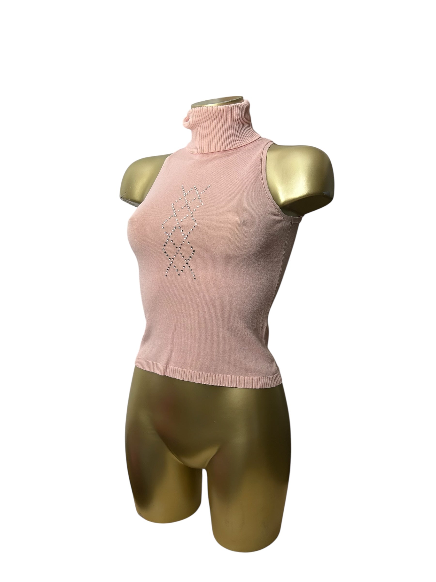 Baby pink turtleneck top + cardigan jumper (XS)