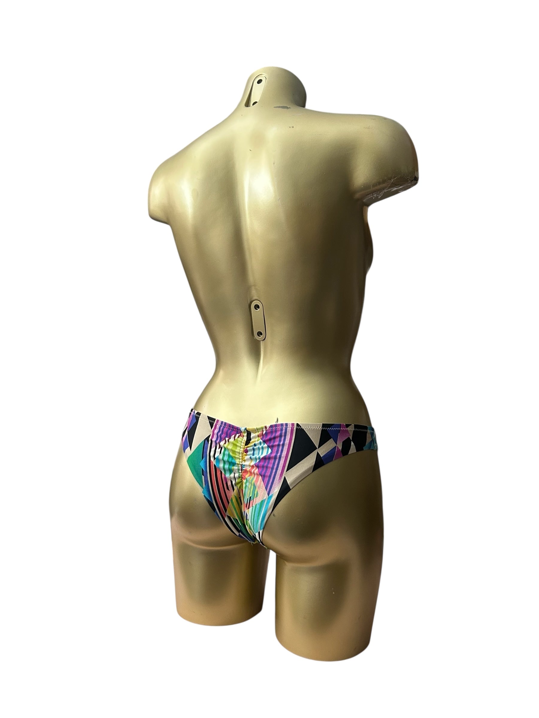 Multicolor graphic print bikini brazilian thong bottom (S)