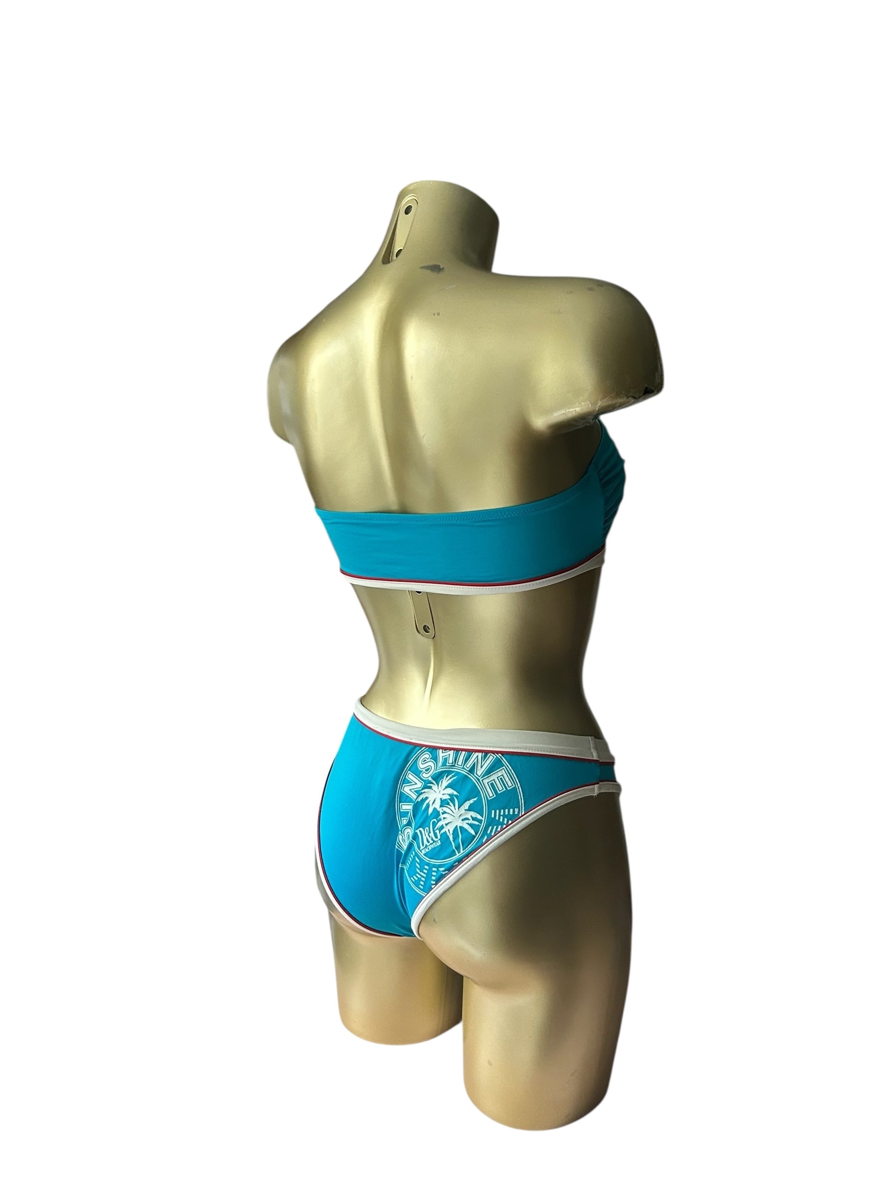 Blue bandeau low waisted bikini set (M)