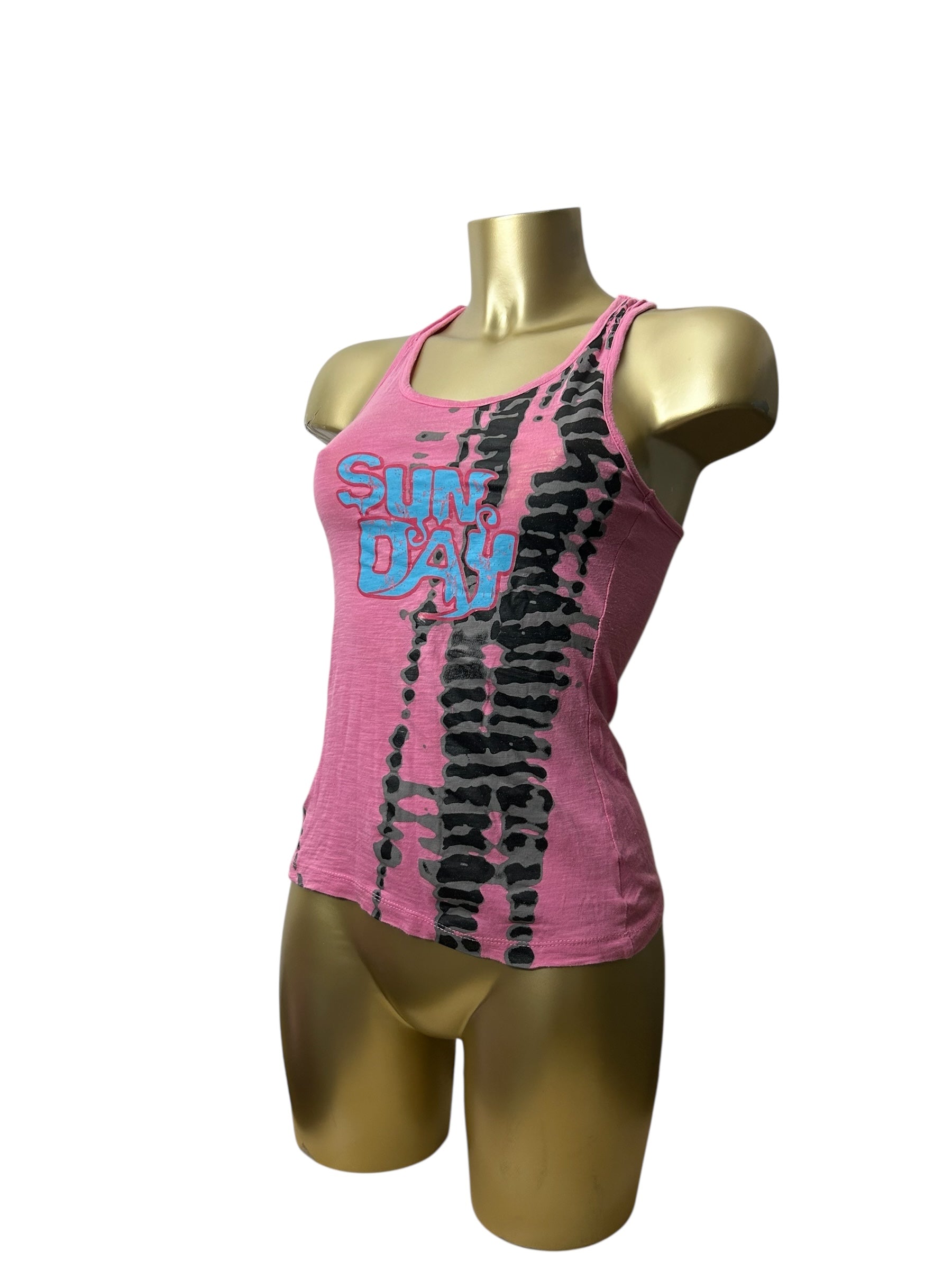 Pink graphic print tank top (XS)