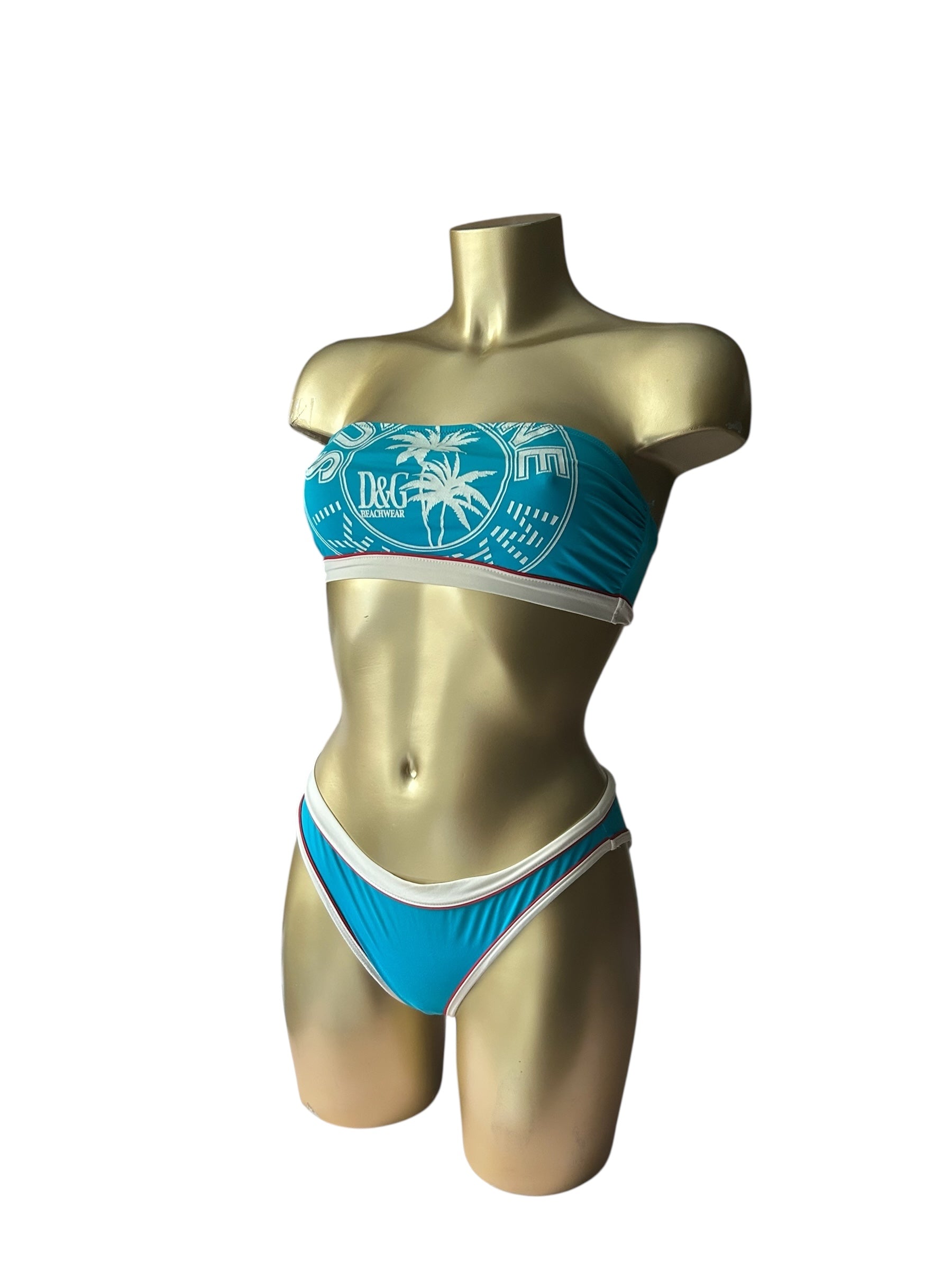 Blue bandeau low waisted bikini set (M)