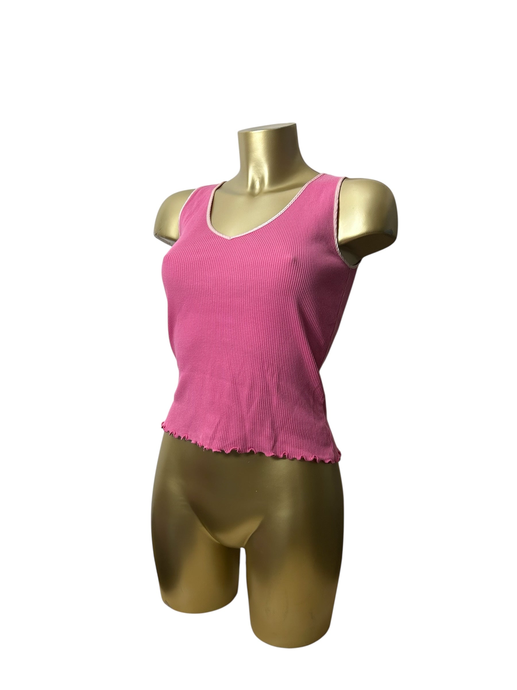 Pink ribbed ruban tie up ballet bolero + tank top set (M/L)