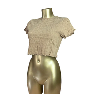 Beige ruched tee (M)