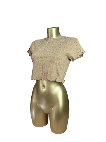 Beige ruched tee (M)