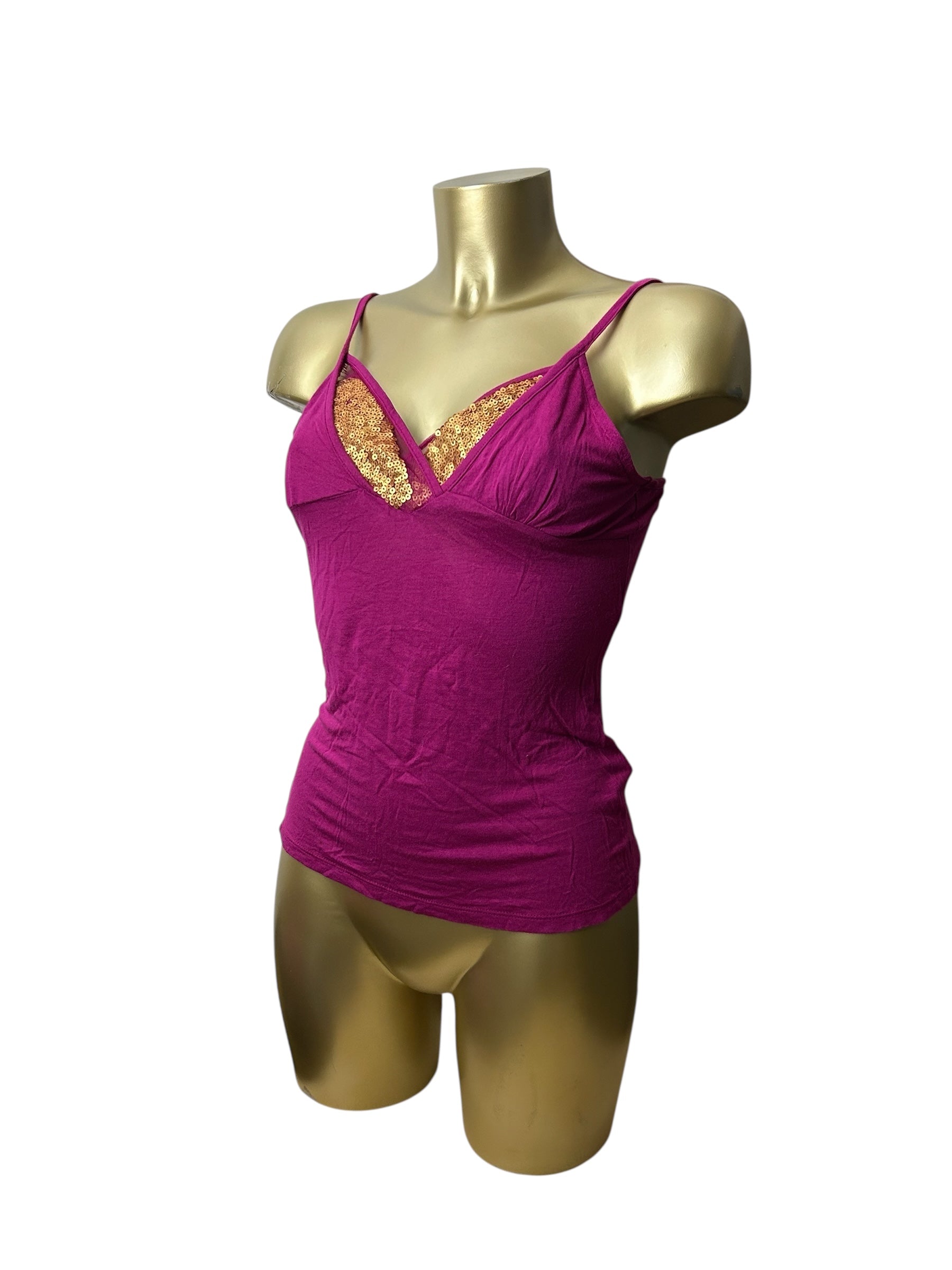 Pink sequins cami top (M)