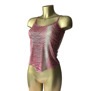 Pink glitters tiger print tight fit cami top (S/M)