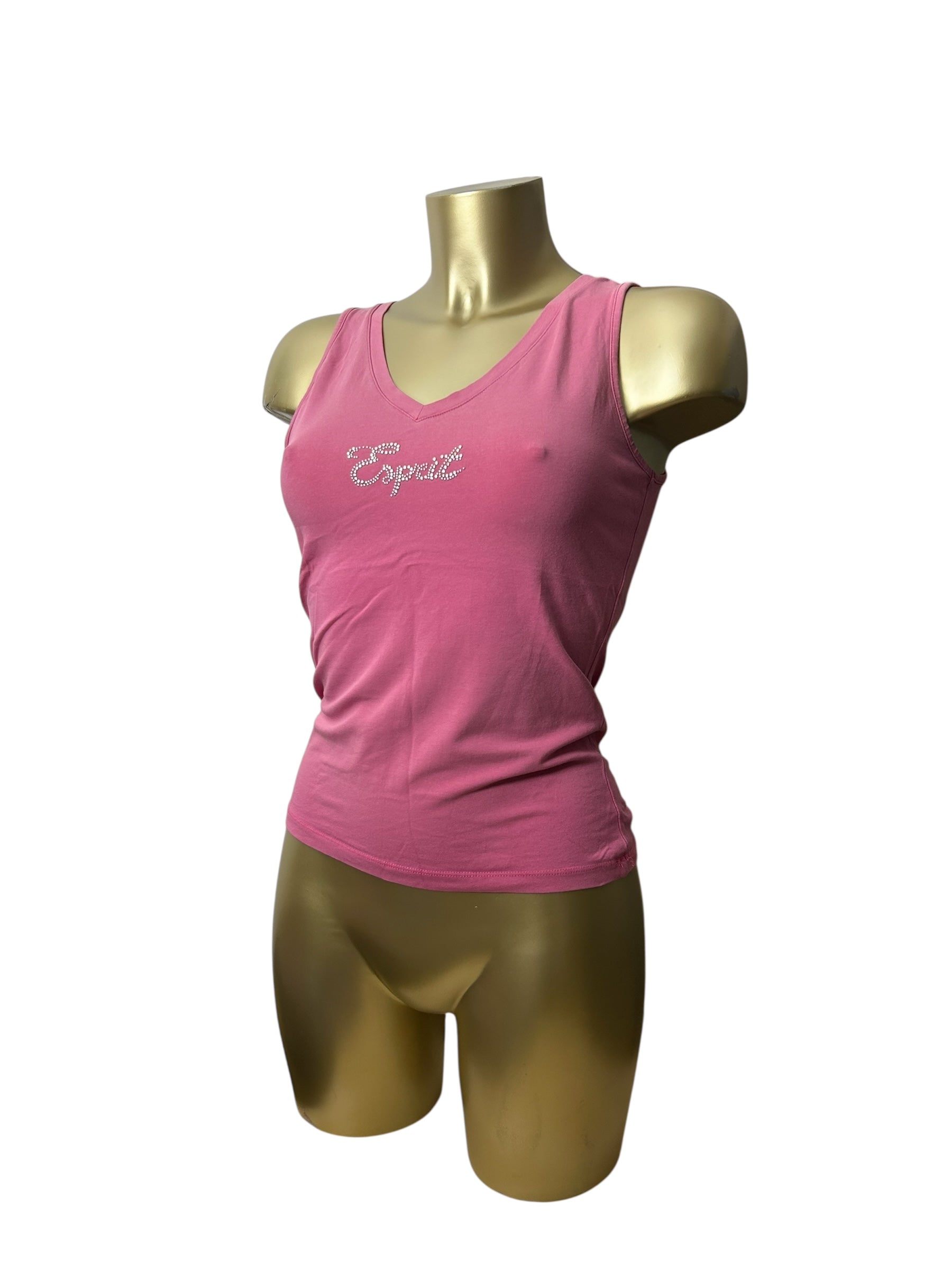 Pink strass logo tank top (S/M)