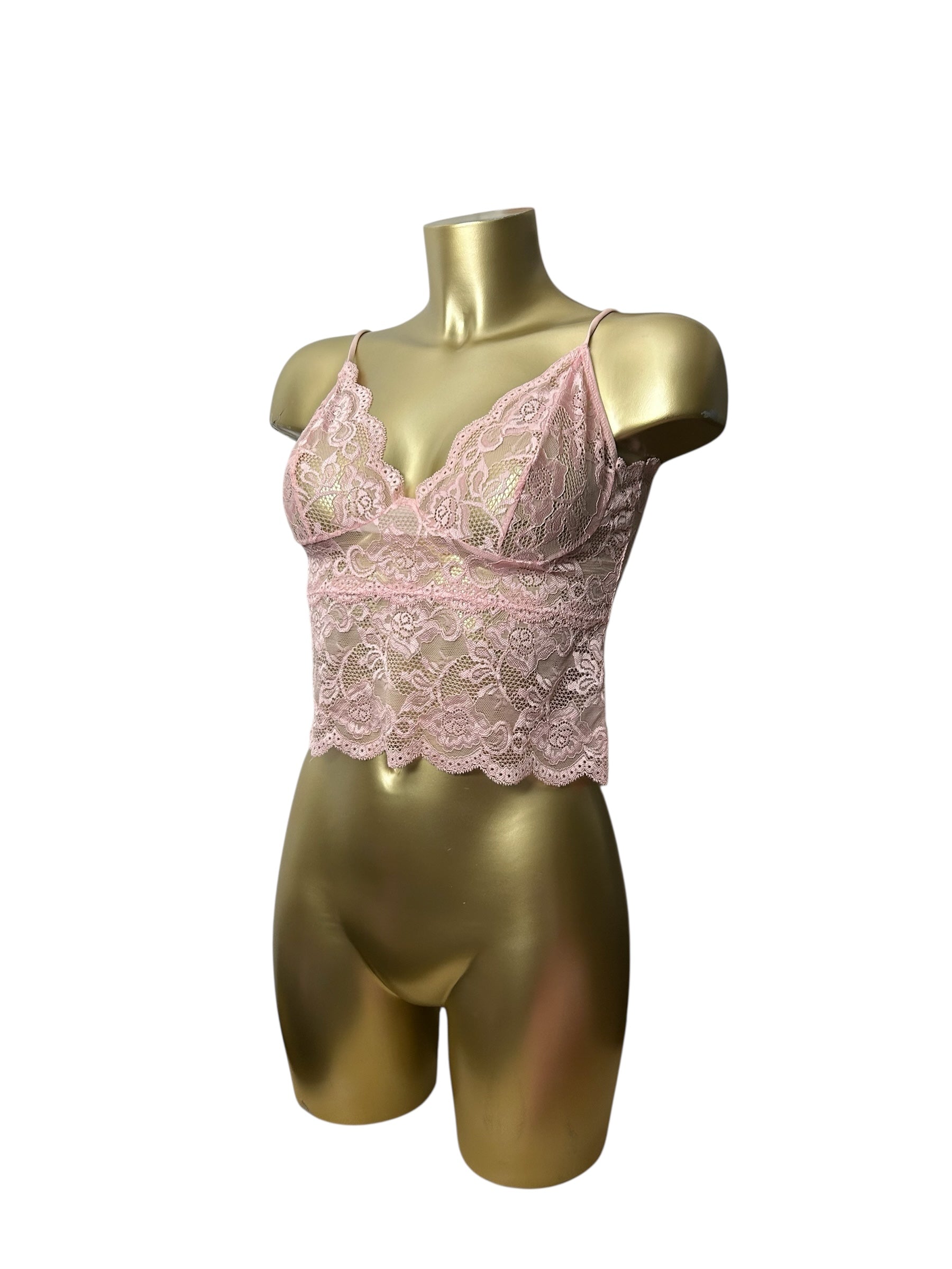 Pink see trough lace bralette (M)