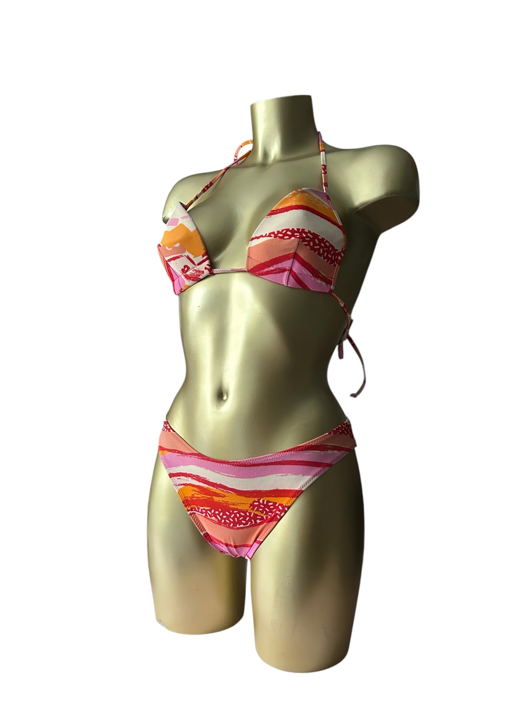 Orange graphic print bikini set (S/M)