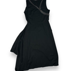 Black asymmetric zip up mid dress (S/M)