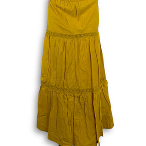 Yellow pleated low rise maxi skirt (M)