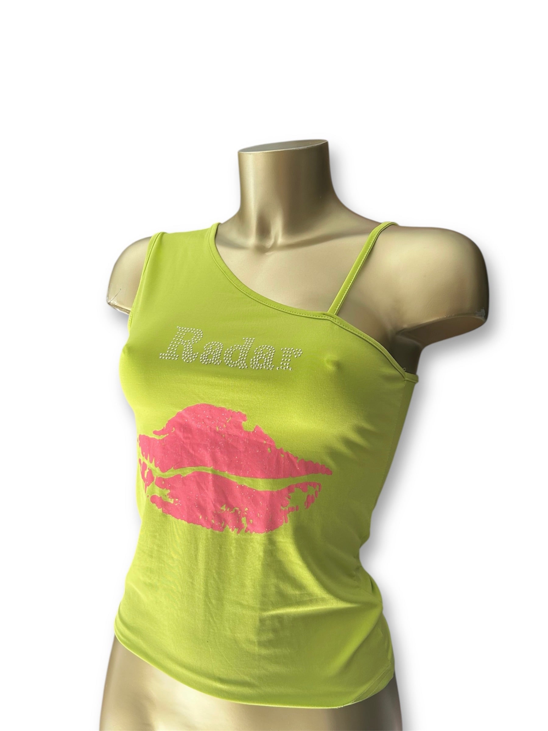 Green asymmetric kiss top (S/M)