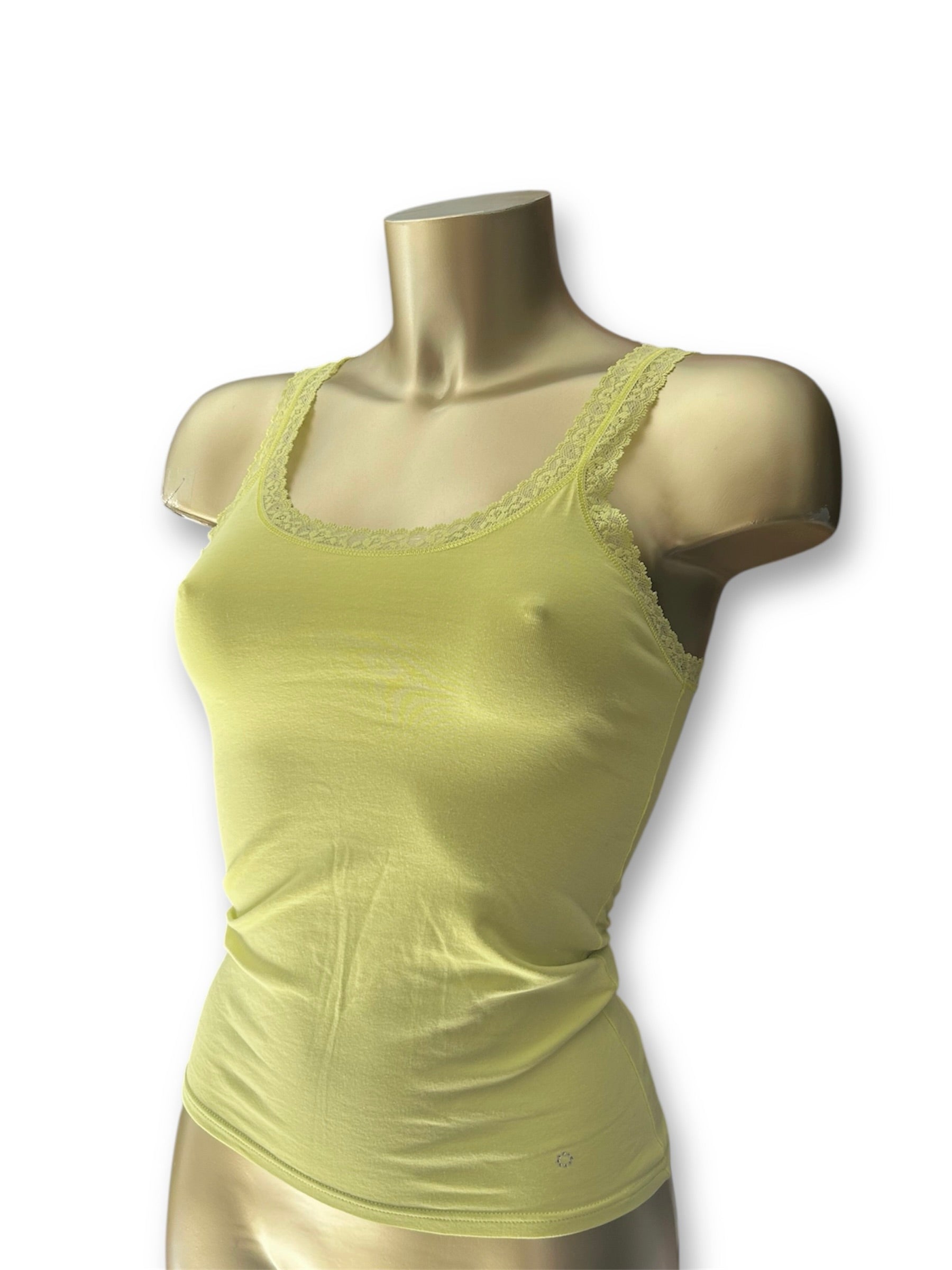 Green lace neck cotton cami top (XS/S)