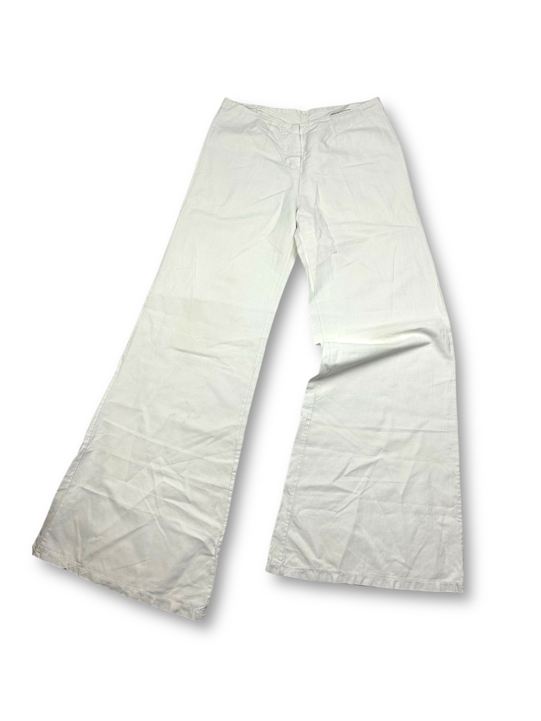 White linen low rise baggy pants (XS/S)