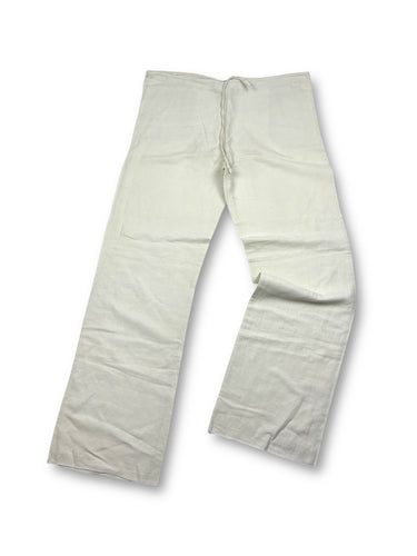 White linen low rise baggy pants (XL)