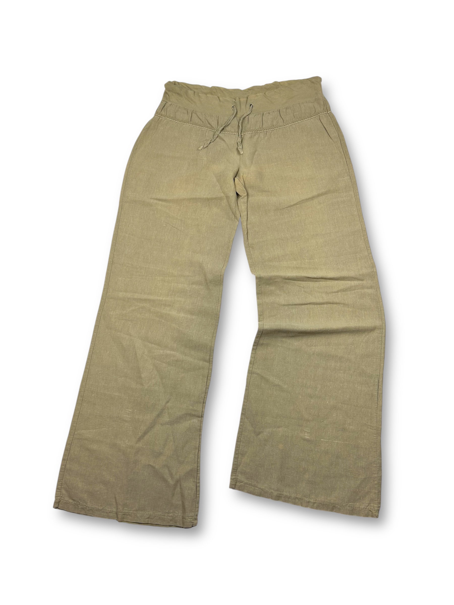 Khaki linen low rise baggy pants (M/L)
