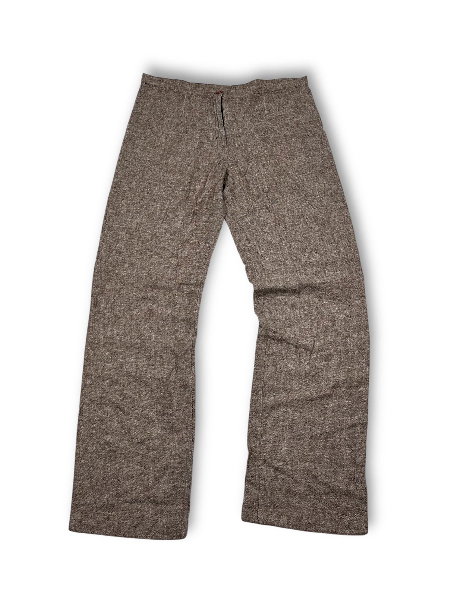 Brown linen low rise baggy pants (M/L)