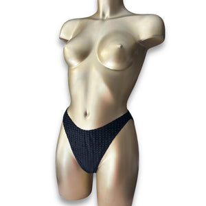 Velvet black high rise bikini bottom (M)