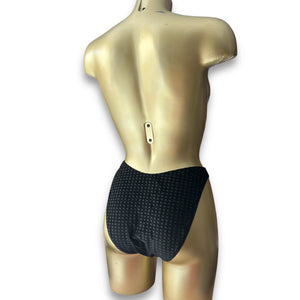 Velvet black high rise bikini bottom (M)
