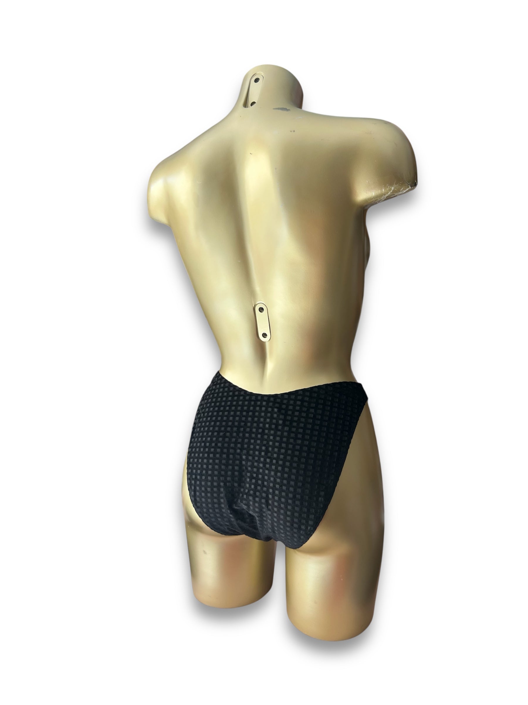Velvet black high rise bikini bottom (M)