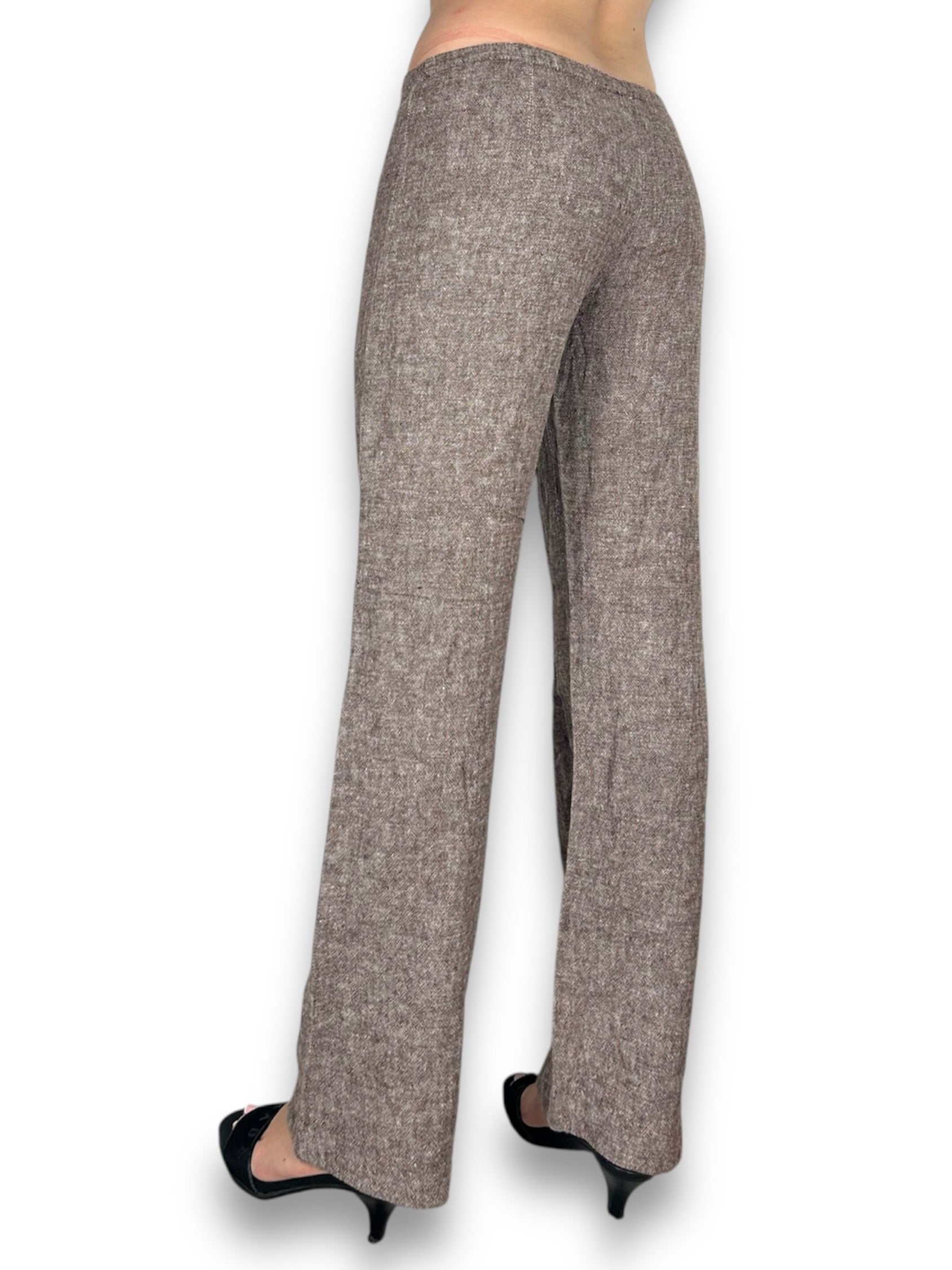 Brown linen low rise baggy pants (M/L)