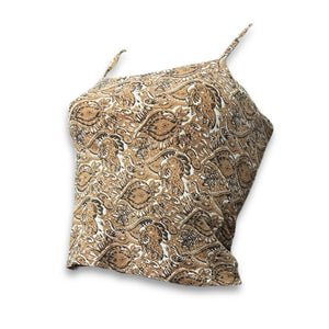 Beige graphic print cami top (S)