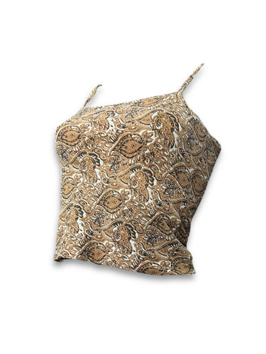 Beige graphic print cami top (S)