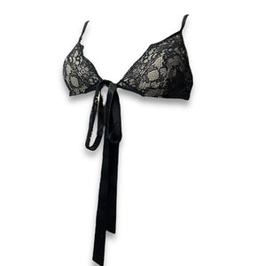 Black mesh tie up bralette (S)