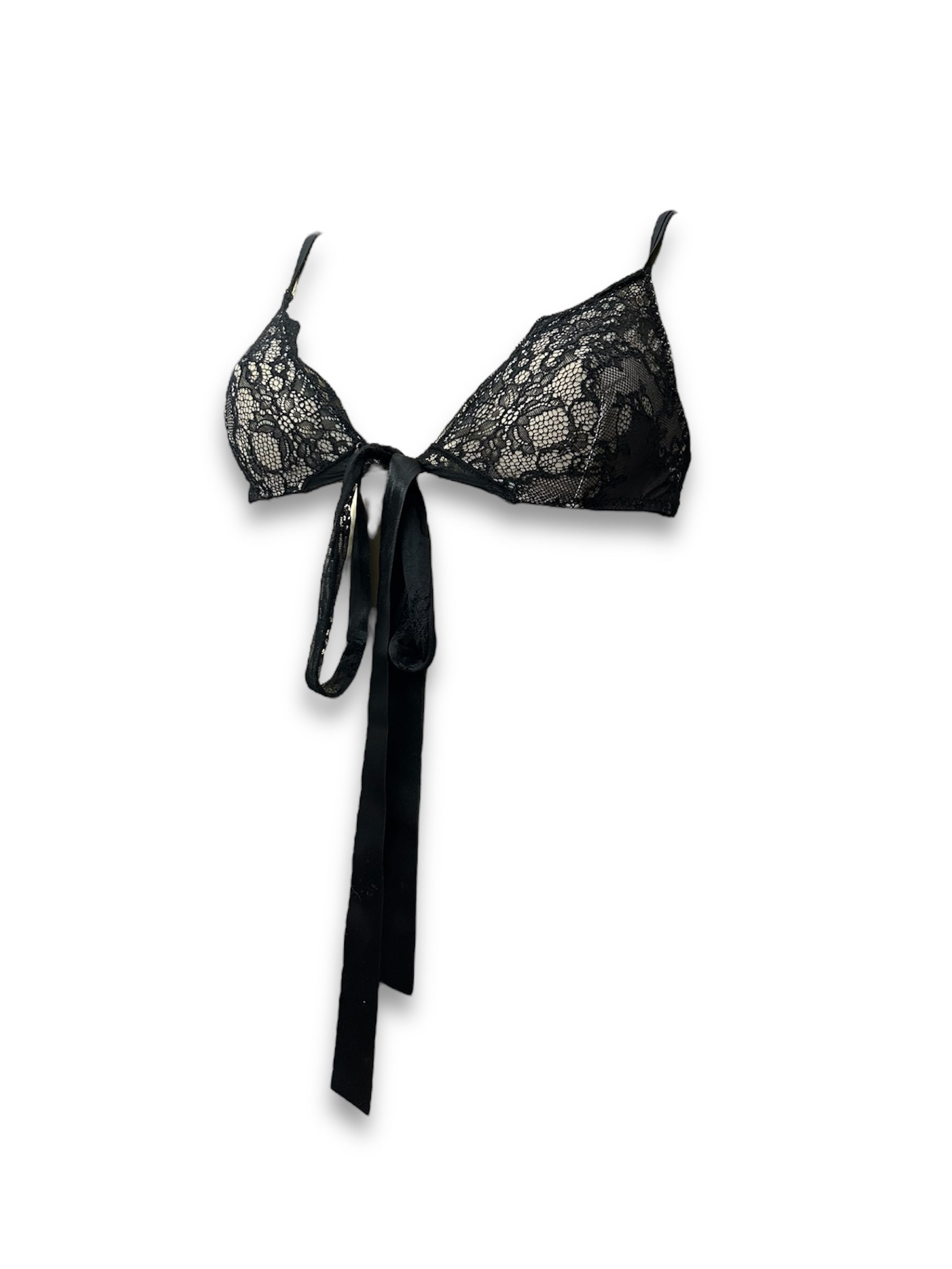 Black mesh tie up bralette (S)