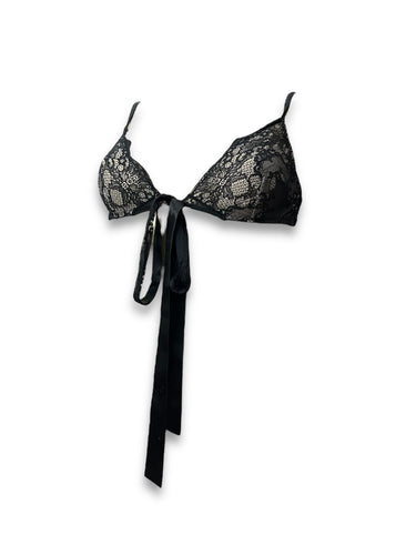 Black mesh tie up bralette (S)