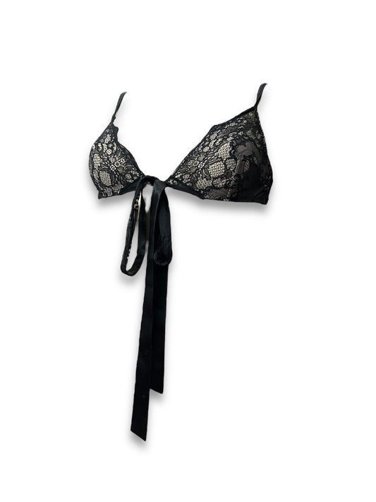 Black mesh tie up bralette (S)