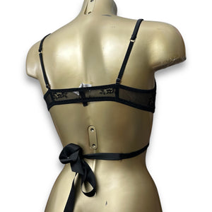 Black mesh tie up bralette (S)